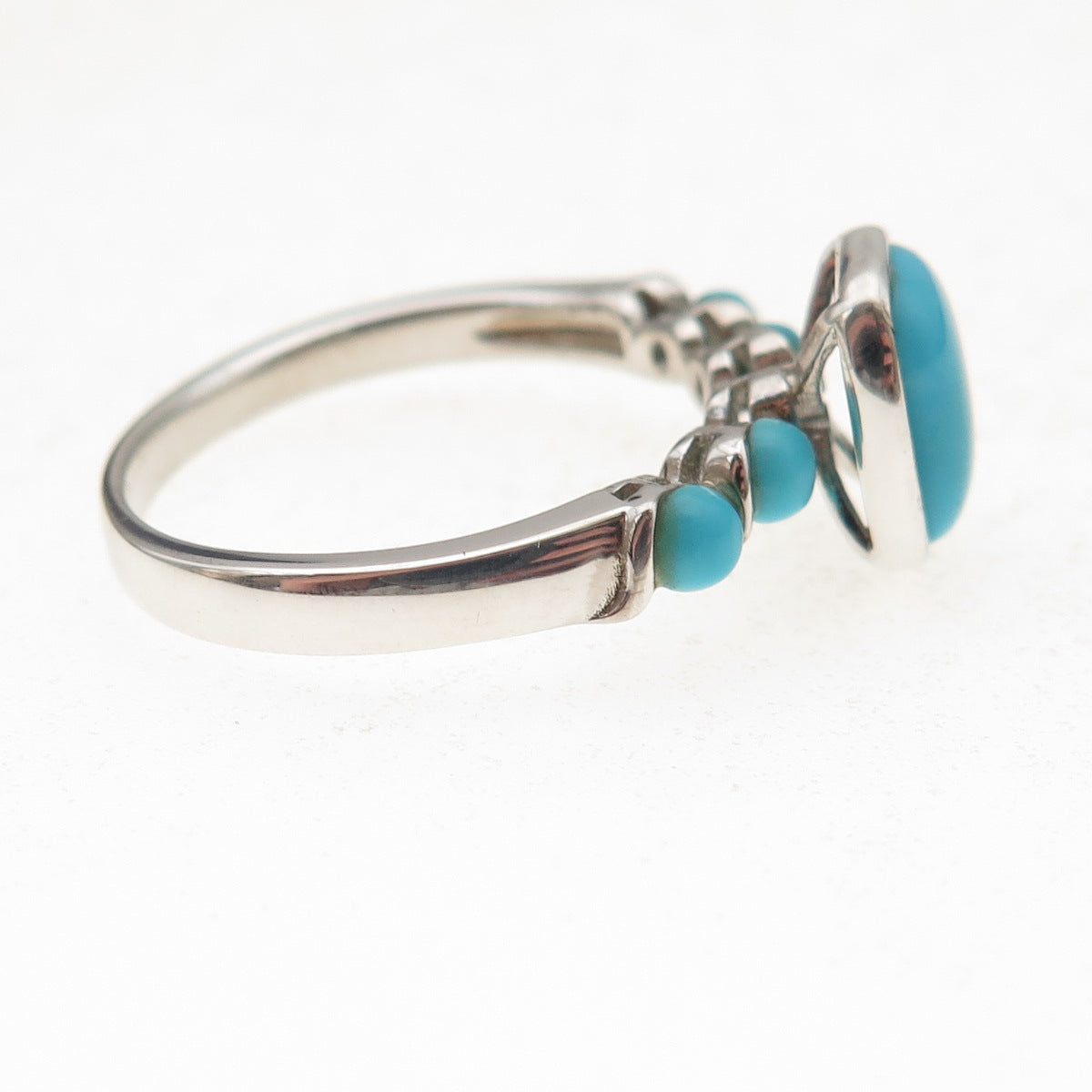925 Sterling Silver Real Sleeping Beauty Turquoise Ring Size 8