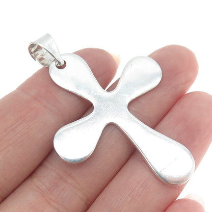 925 Sterling Silver Vintage Modernist Cross Pendant