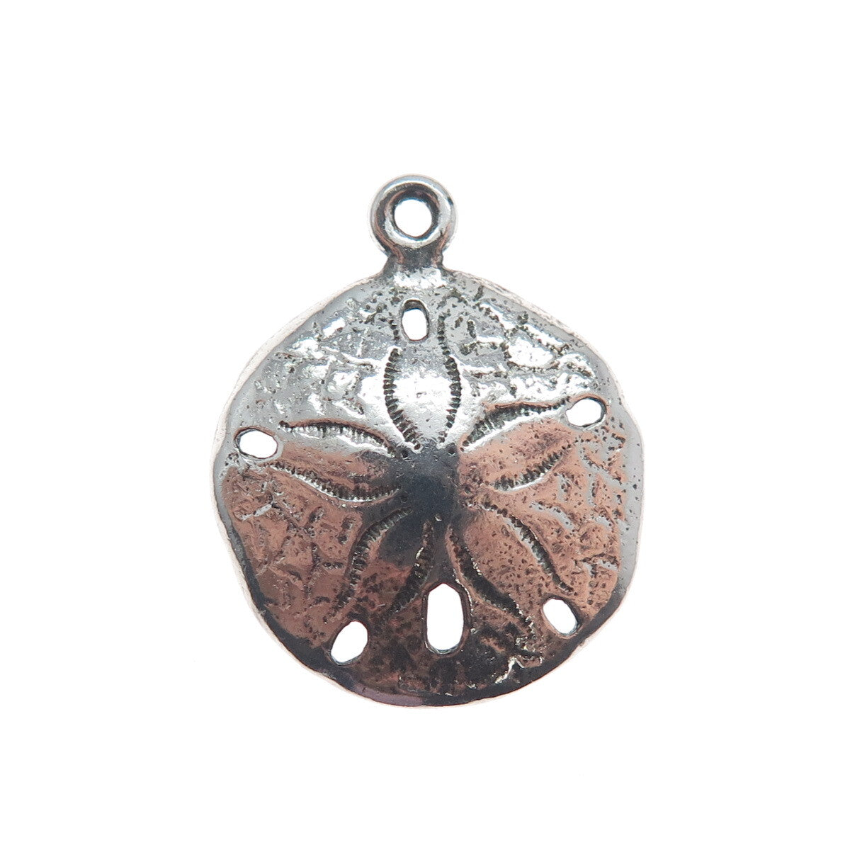 KINNEY 925 Sterling Silver Vintage Sand Dollar Oxidized Minimalist Charm Pendant