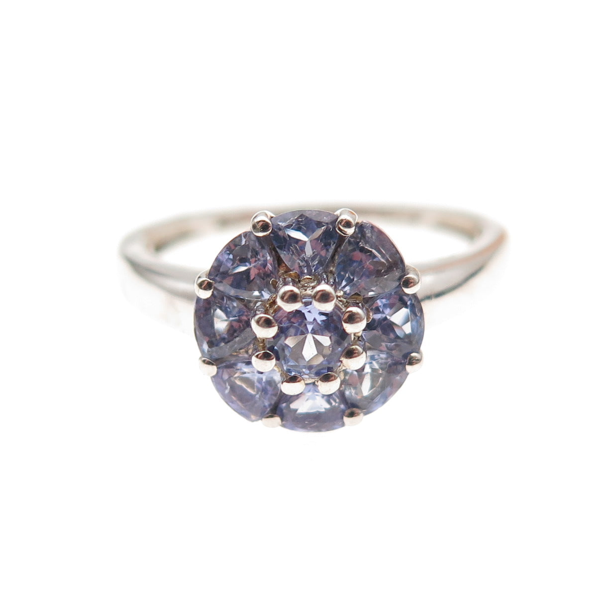 Chuck Clemency 925 Sterling Silver Real Tanzanite Floral Ring Size 7.25