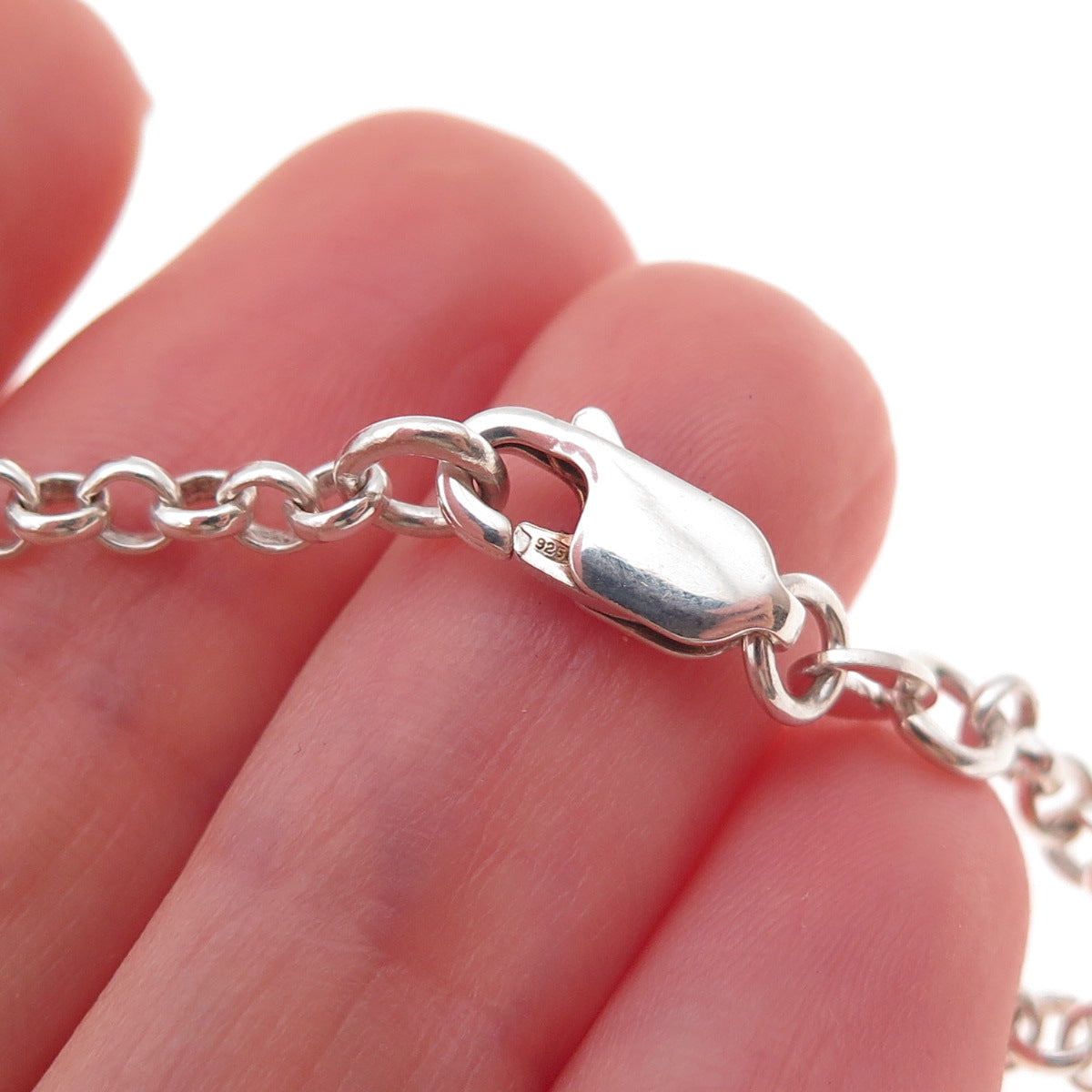 925 Sterling Silver Vintage Enamel Bar Rolo Link Bracelet 6.5"