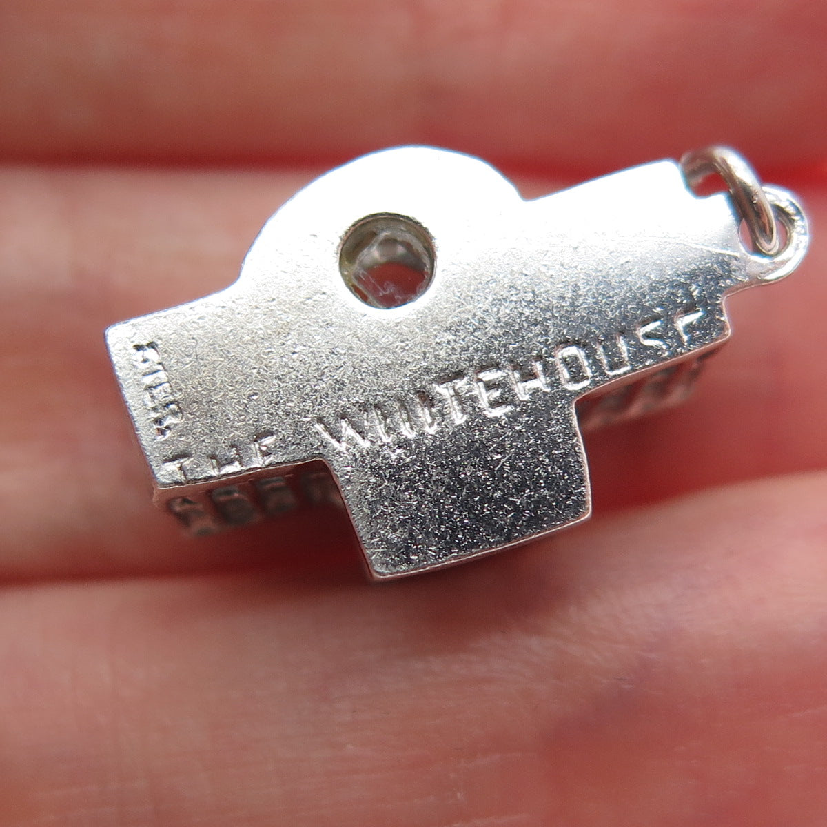 925 Sterling Silver Vintage The White House Stanhope Minimalist 3D Charm Pendant