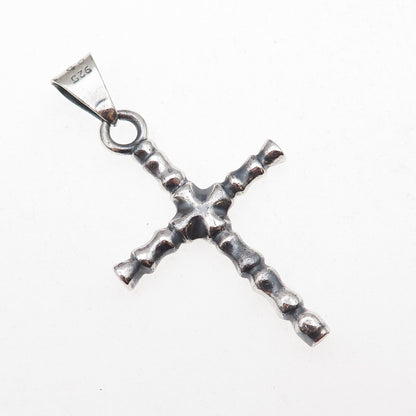 925 Sterling Silver Vintage Mexico Cross Oxidized Pendant