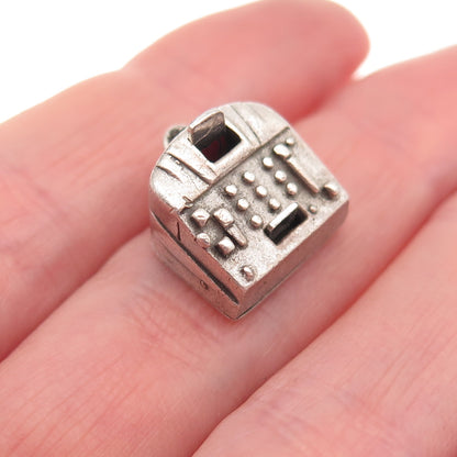 Wells Sterling Silver Antique Art Deco Mechanical Cash Register 3D Mini Pendant