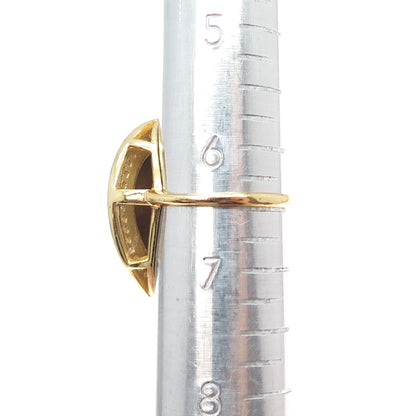 925 Sterling Silver Gold Plated Real Tiger Eye & C Z Teardrop Ring Size 6.5