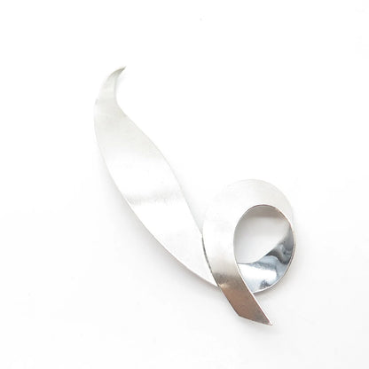 925 Sterling Silver Vintage Jewelart Leaf Modernist Pin Brooch