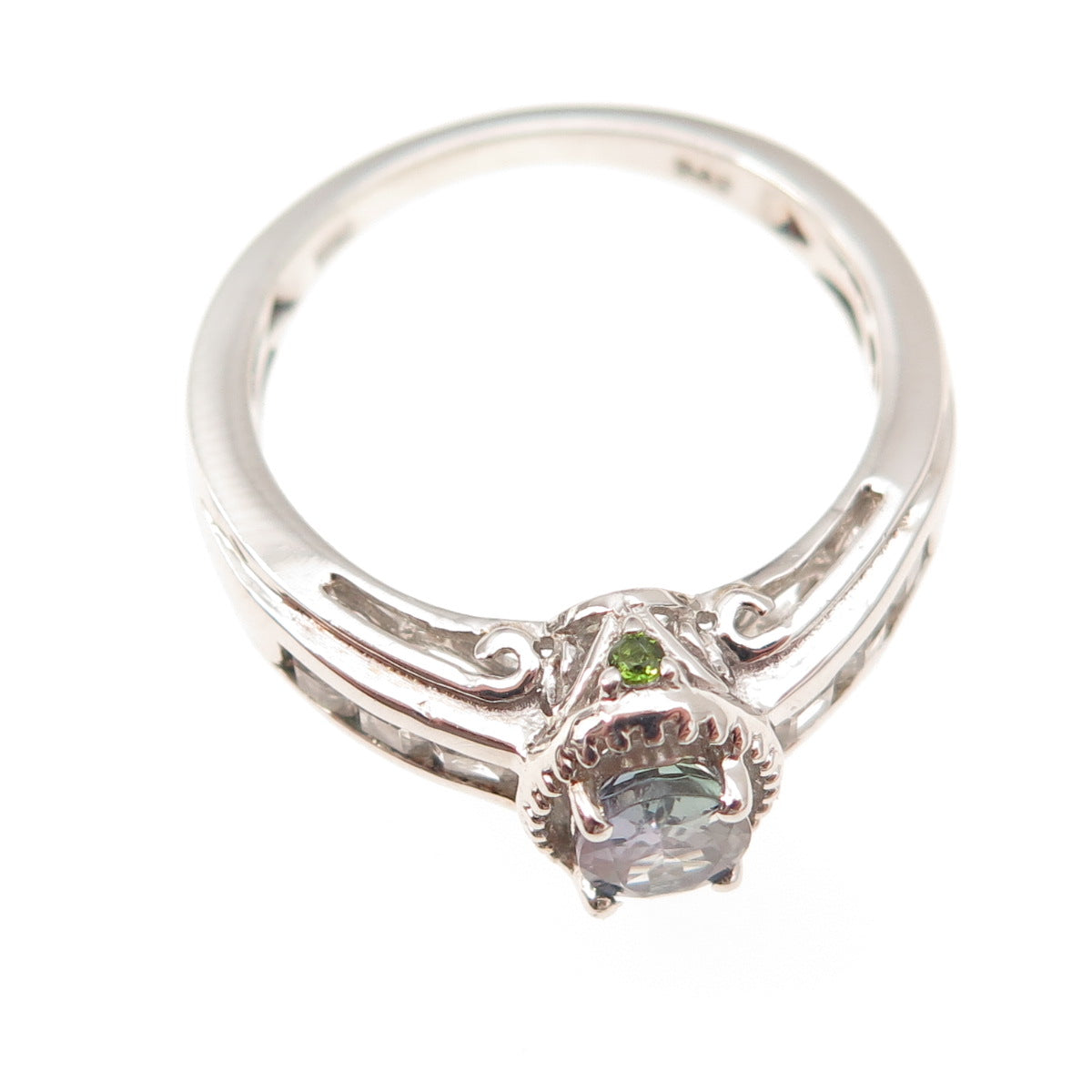Chuck Clemency Sterling Silver Real Tanzanite White Topaz Peridot Ring Size 8.25
