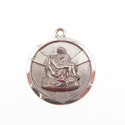 CATAMORE Sterling Silver Vintage World's Fair Pieta Michelangelo Medal Pendant