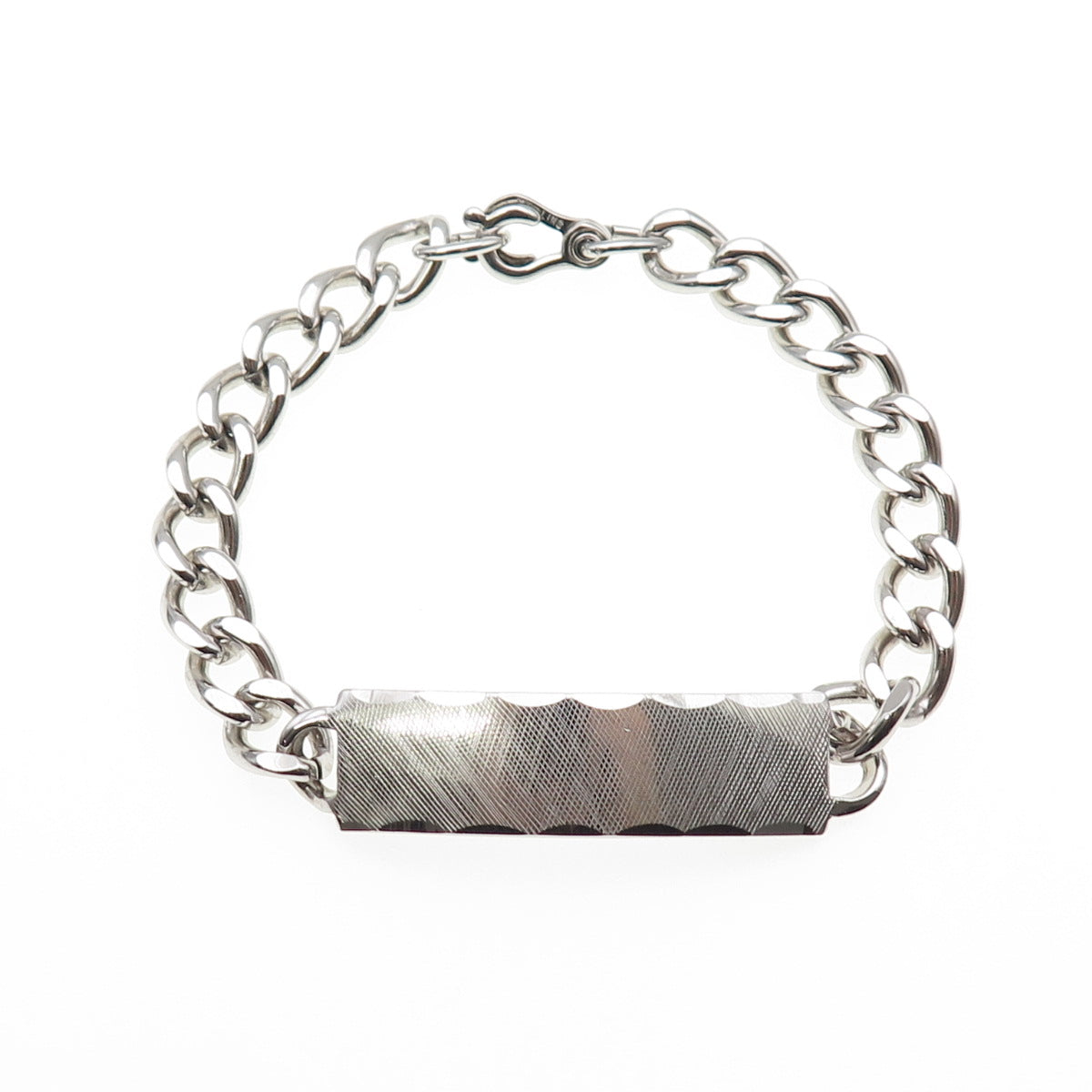 KALBE 925 Sterling Silver Vintage Curb Link ID Bracelet 7.75"
