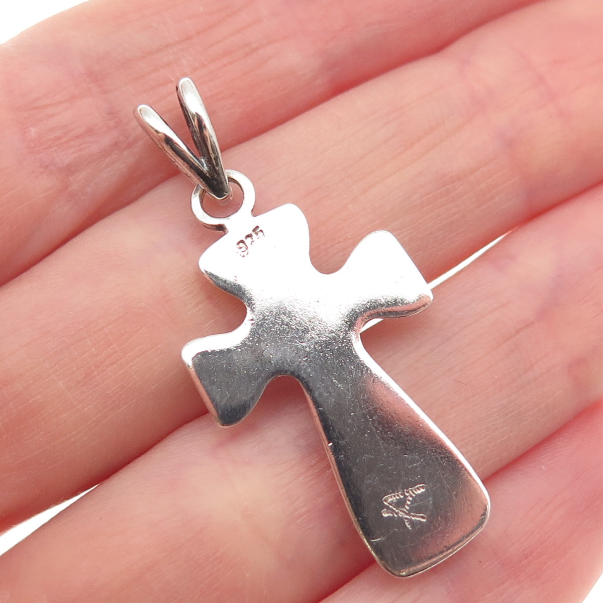 925 Sterling Silver Vintage Cross Oxidized Charm Pendant