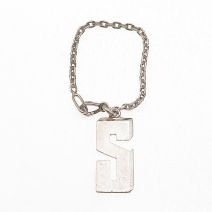 925 Sterling Silver Vintage Letter S Initial Fob Key Chain