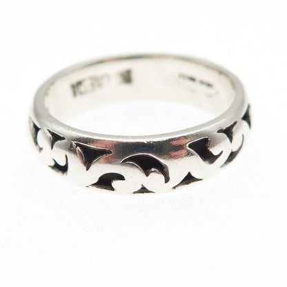Lois Hill Sterling Silver Vintage Signature Scroll Oxidized Band Ring Size 9.25