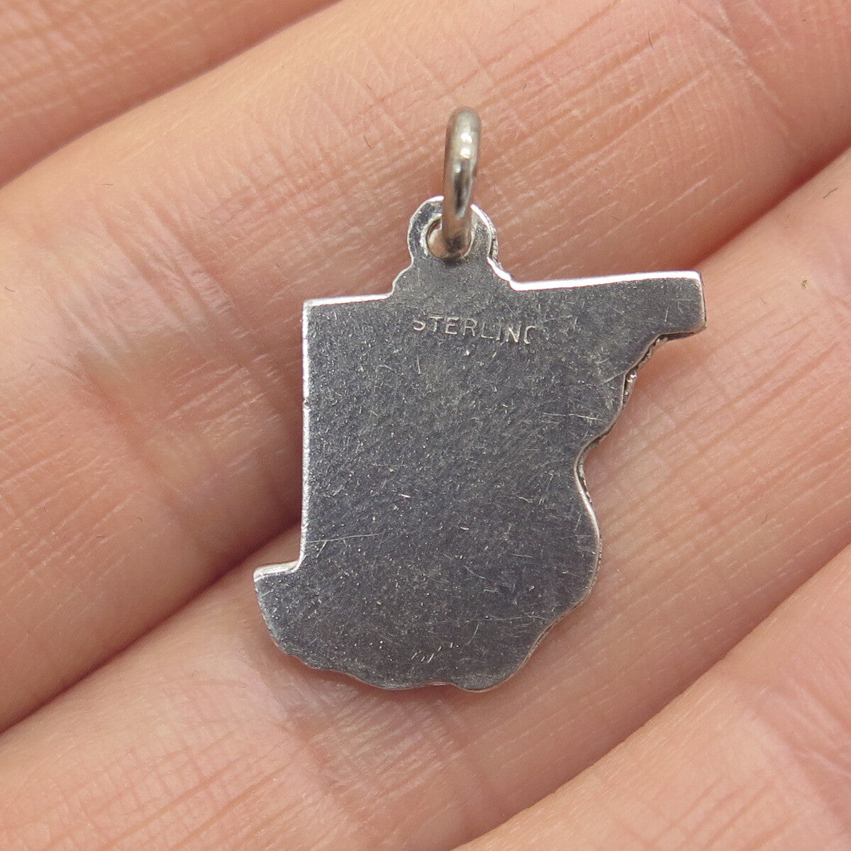 925 Sterling Silver Vintage Enamel Maryland State Map Minimalist Charm Pendant