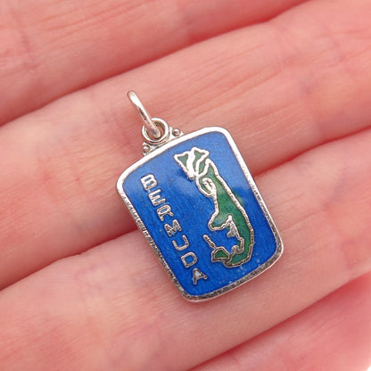 BREADNER CO. 925 Sterling Silver Vintage Enamel Bermuda Mini Charm Pendant
