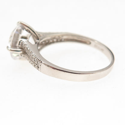 Stauer 925 Sterling Silver Round-Cut C Z Engagement Ring Size 8