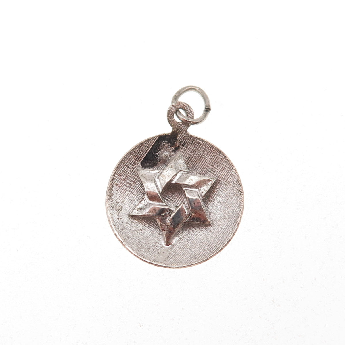 925 Sterling Silver Antique Art Deco Star of David Oxidized Charm Pendant