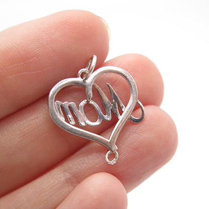 925 Sterling Silver "Mom" Love Heart Pendant