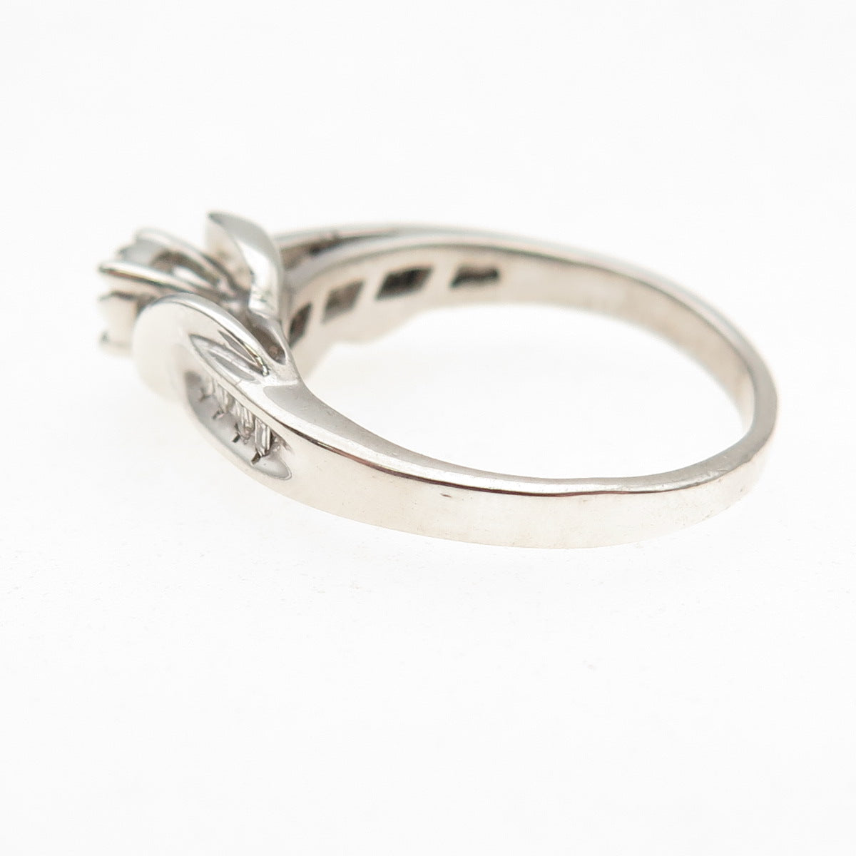 925 Sterling Silver Real Round-Cut Diamond Engagement Ring Size 7.25