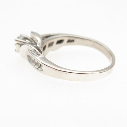 925 Sterling Silver Real Round-Cut Diamond Engagement Ring Size 7.25