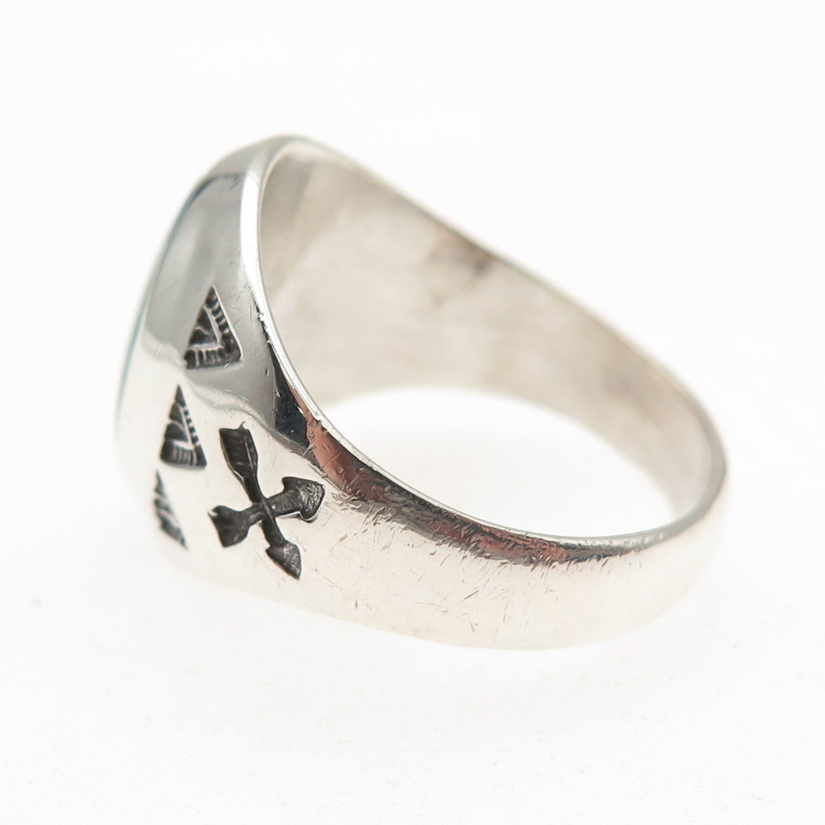 Wheeler Mfg Old Pawn 925 Sterling Silver Vintage Turquoise Arrow Ring Size 9.25