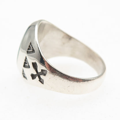 Wheeler Mfg Old Pawn 925 Sterling Silver Vintage Turquoise Arrow Ring Size 9.25