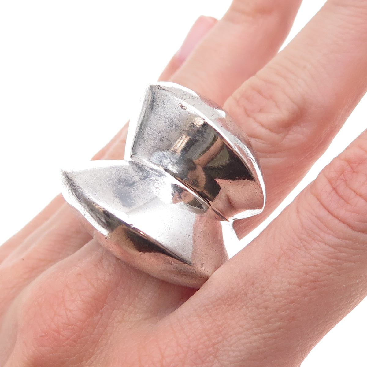 Bayanihan 925 Sterling Silver Vintage Modernist Oxidized Statement Ring Size 9
