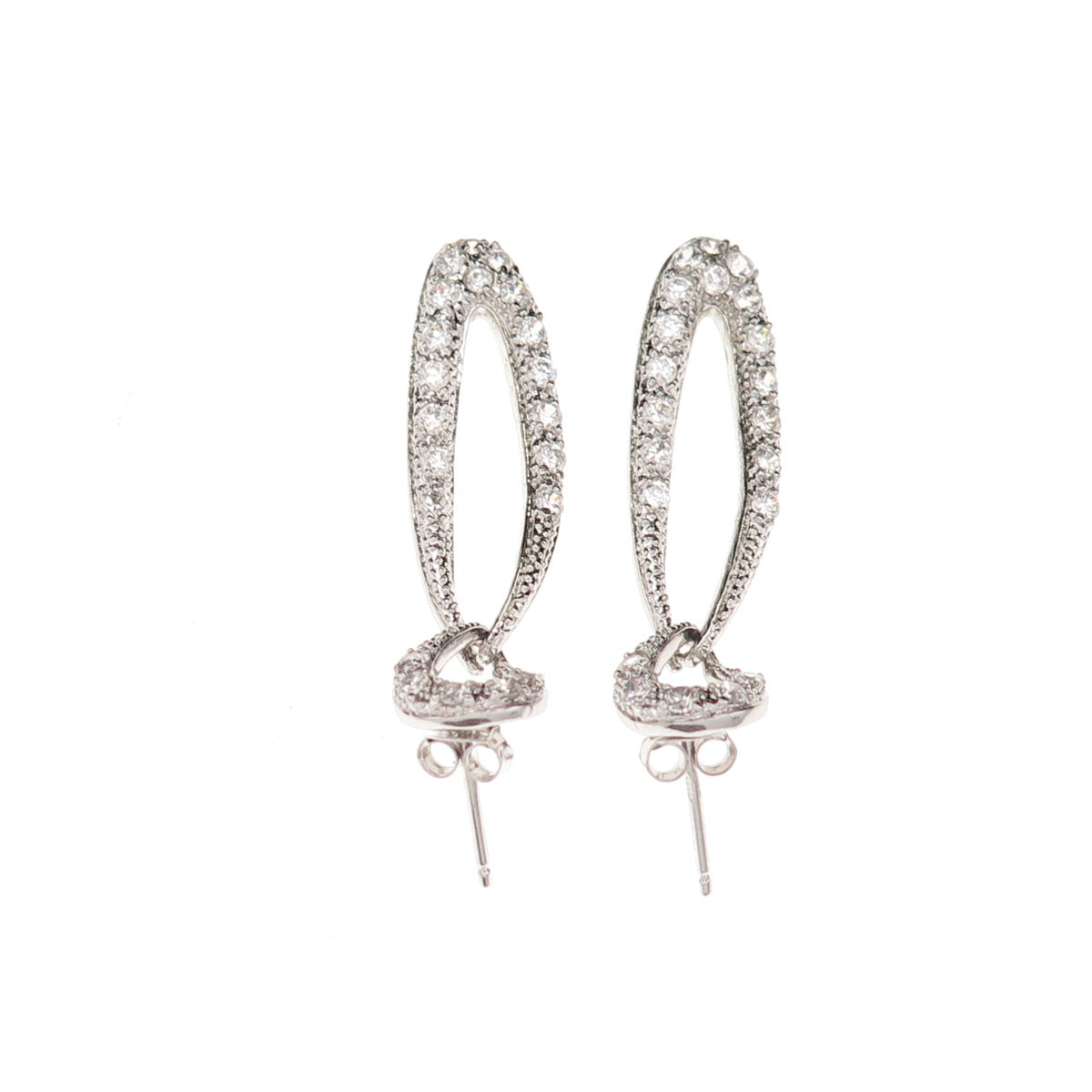 925 Sterling Silver Round-Cut C Z Dangle Earrings