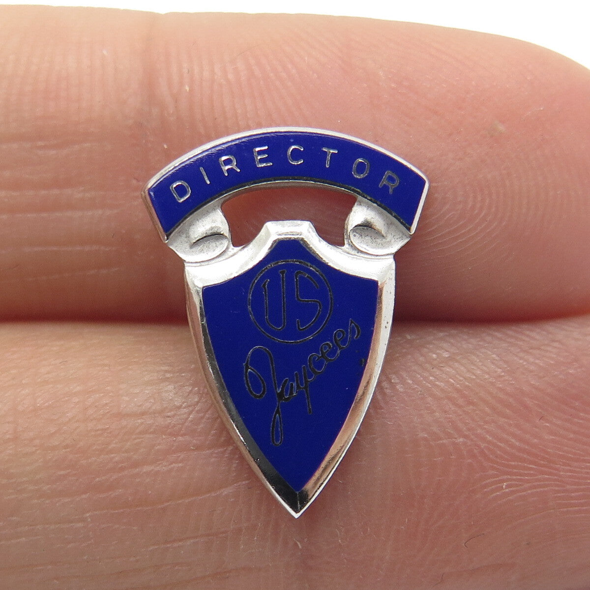 Number One 925 Sterling Silver Vintage Enamel "US Jaycees Director" Lapel Pin
