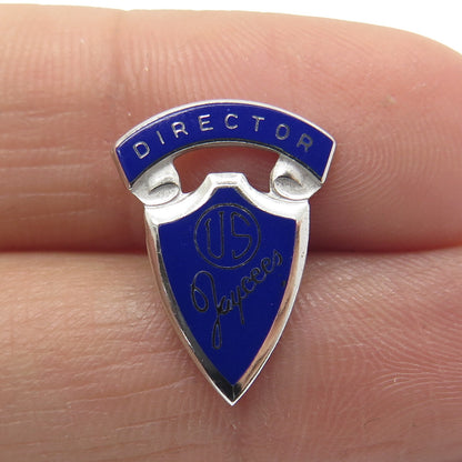 Number One 925 Sterling Silver Vintage Enamel "US Jaycees Director" Lapel Pin