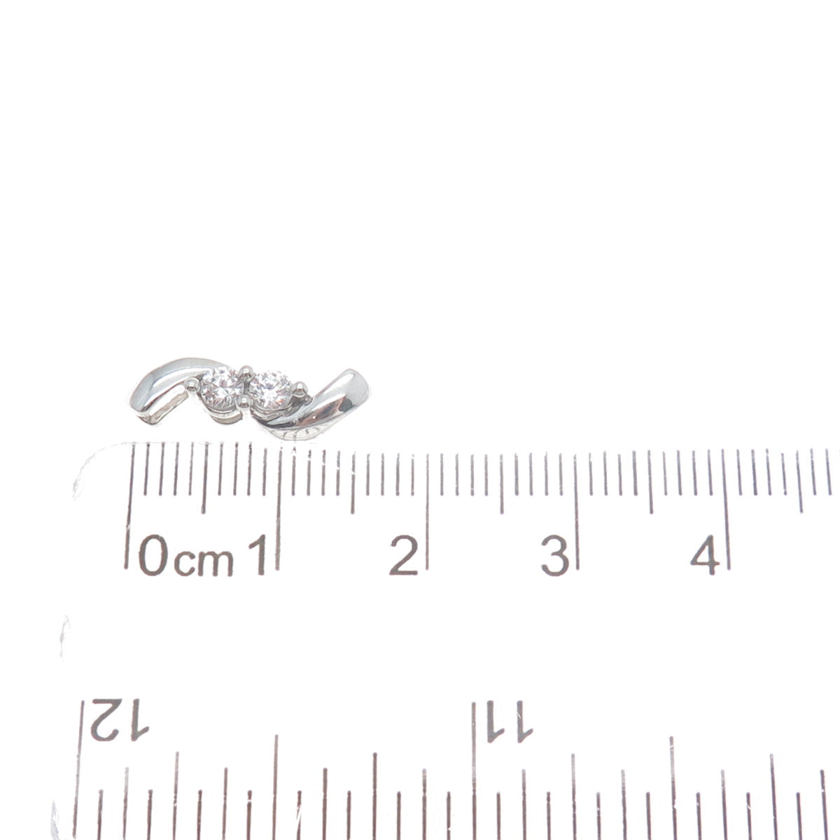 925 Sterling Silver Round-Cut C Z Wavy Minimalist Charm Slide Pendant