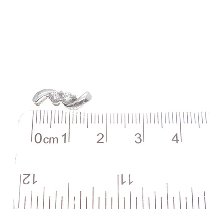 925 Sterling Silver Round-Cut C Z Wavy Minimalist Charm Slide Pendant