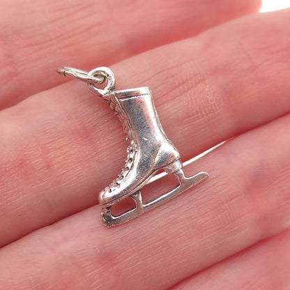 Beau 925 Sterling Silver Vintage Ice Skating Shoe Oxidized Charm Pendant