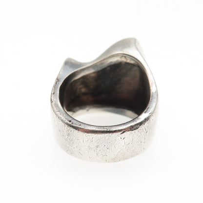 925 Sterling Silver Vintage Modernist Wavy Oxidized Ring Size 5.25