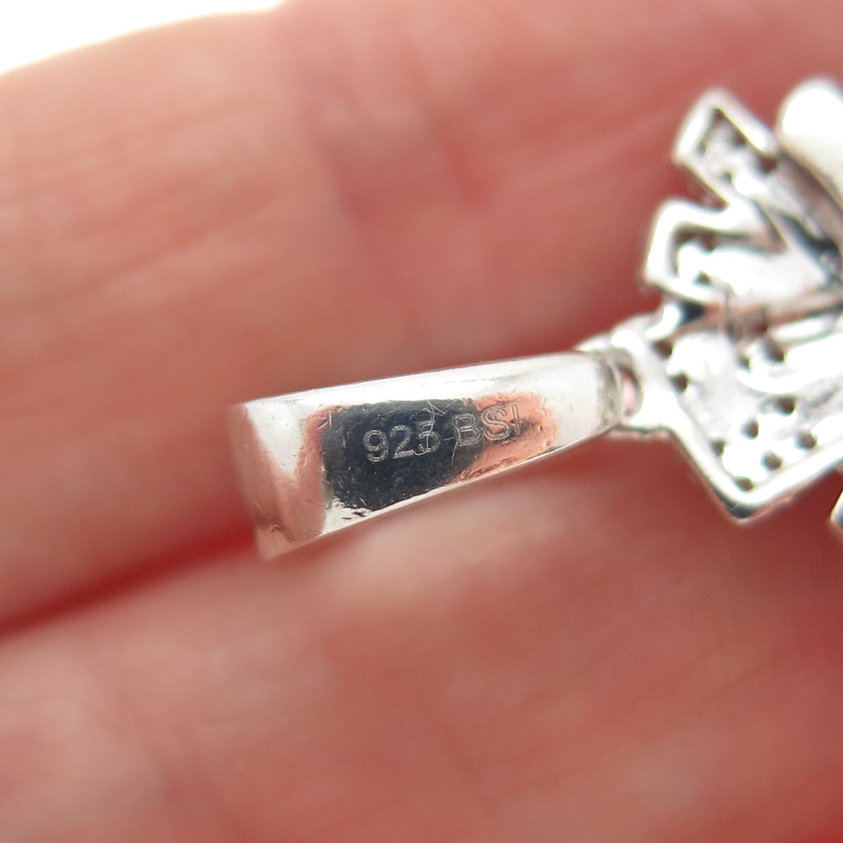 925 Sterling Silver Round-Cut C Z Dollar Sign Money Bag Charm Pendant