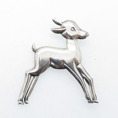 925 Sterling Silver Vintage Bambi Fawn Pin Brooch