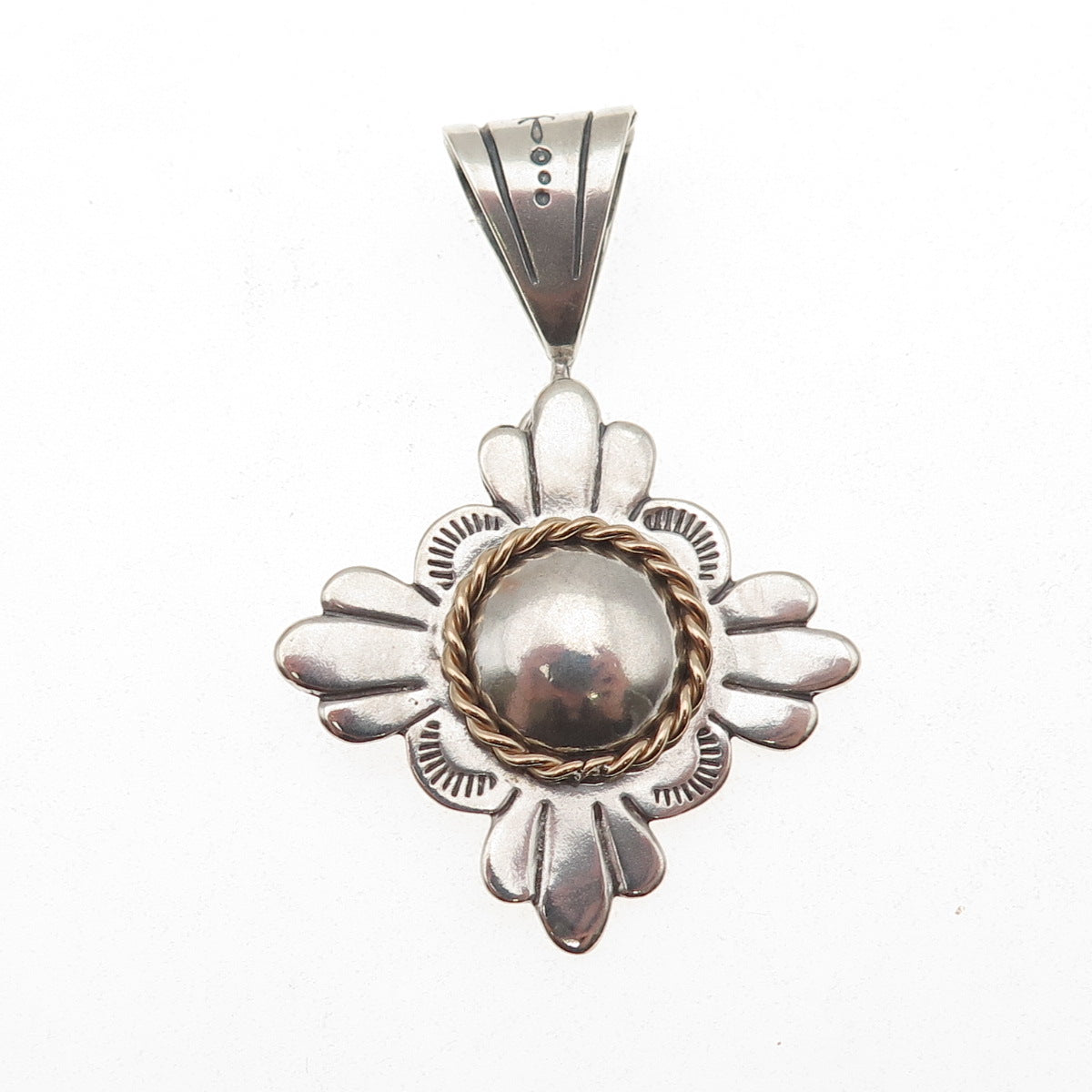 925 Sterling Silver 2-Tone Vintage Southwestern Cross Charm Pendant