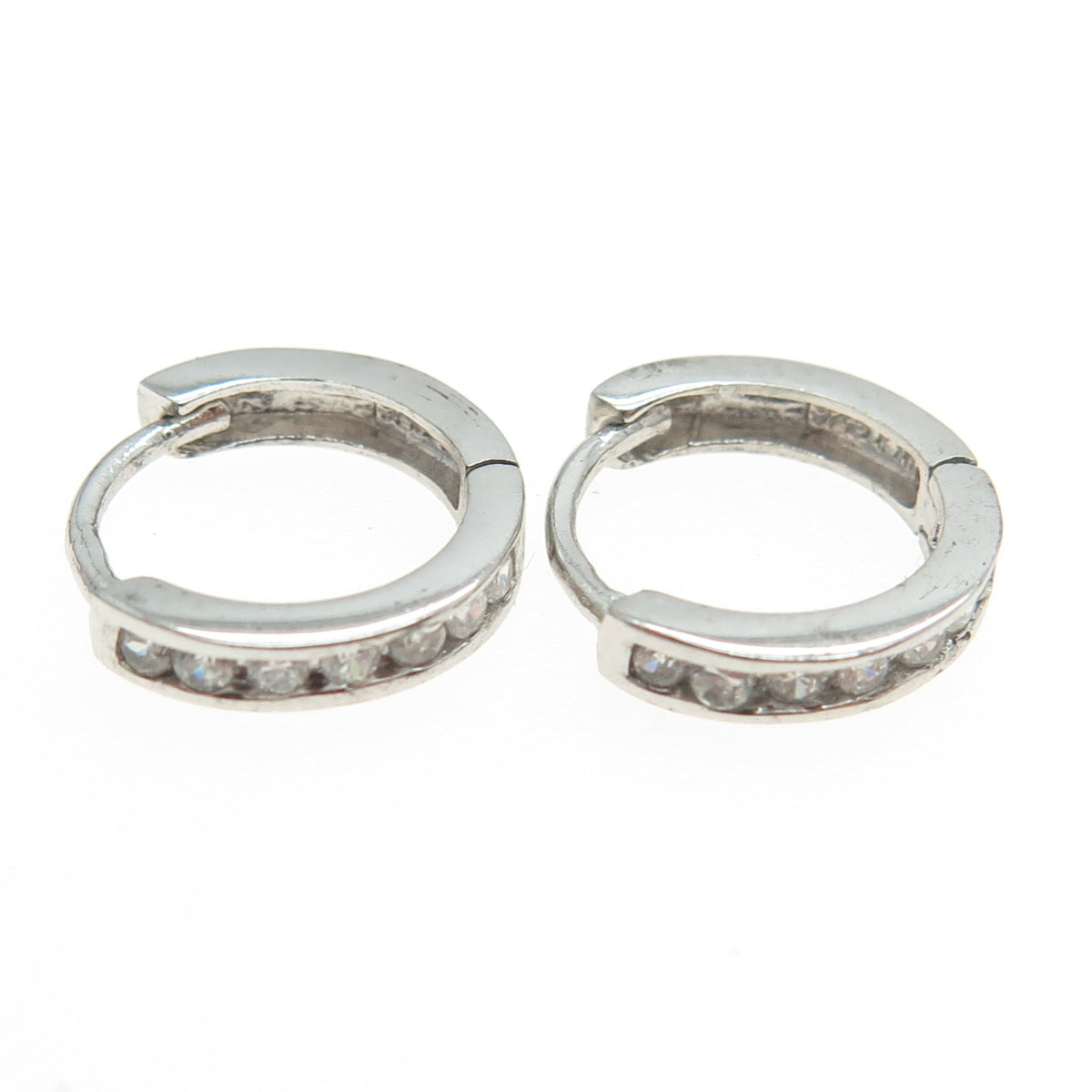 RIIF 925 Sterling Silver Round-Cut C Z Hoop Earrings