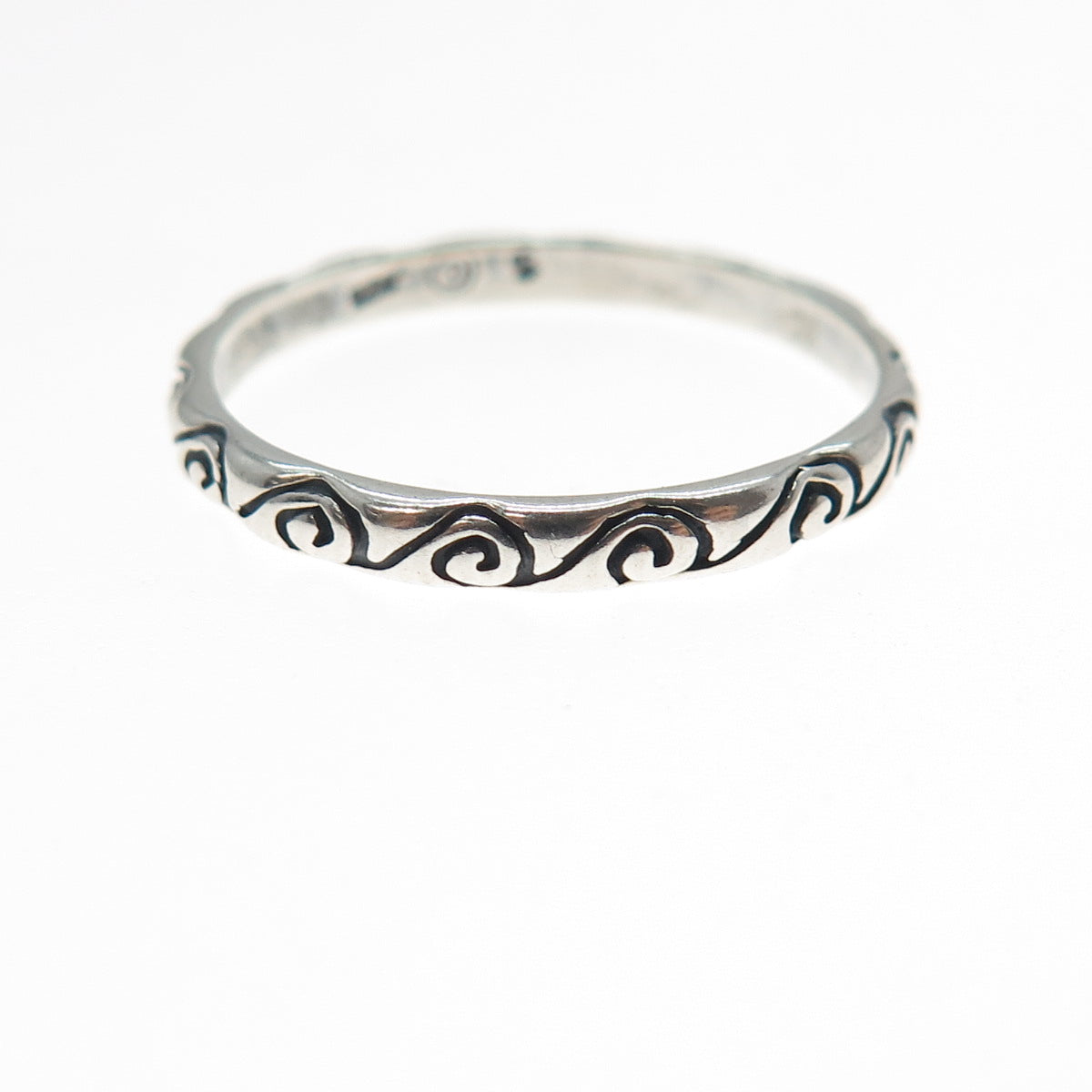 SHUBE 925 Sterling Silver Vintage Spiral Oxidized Stackable Band Ring Size 9