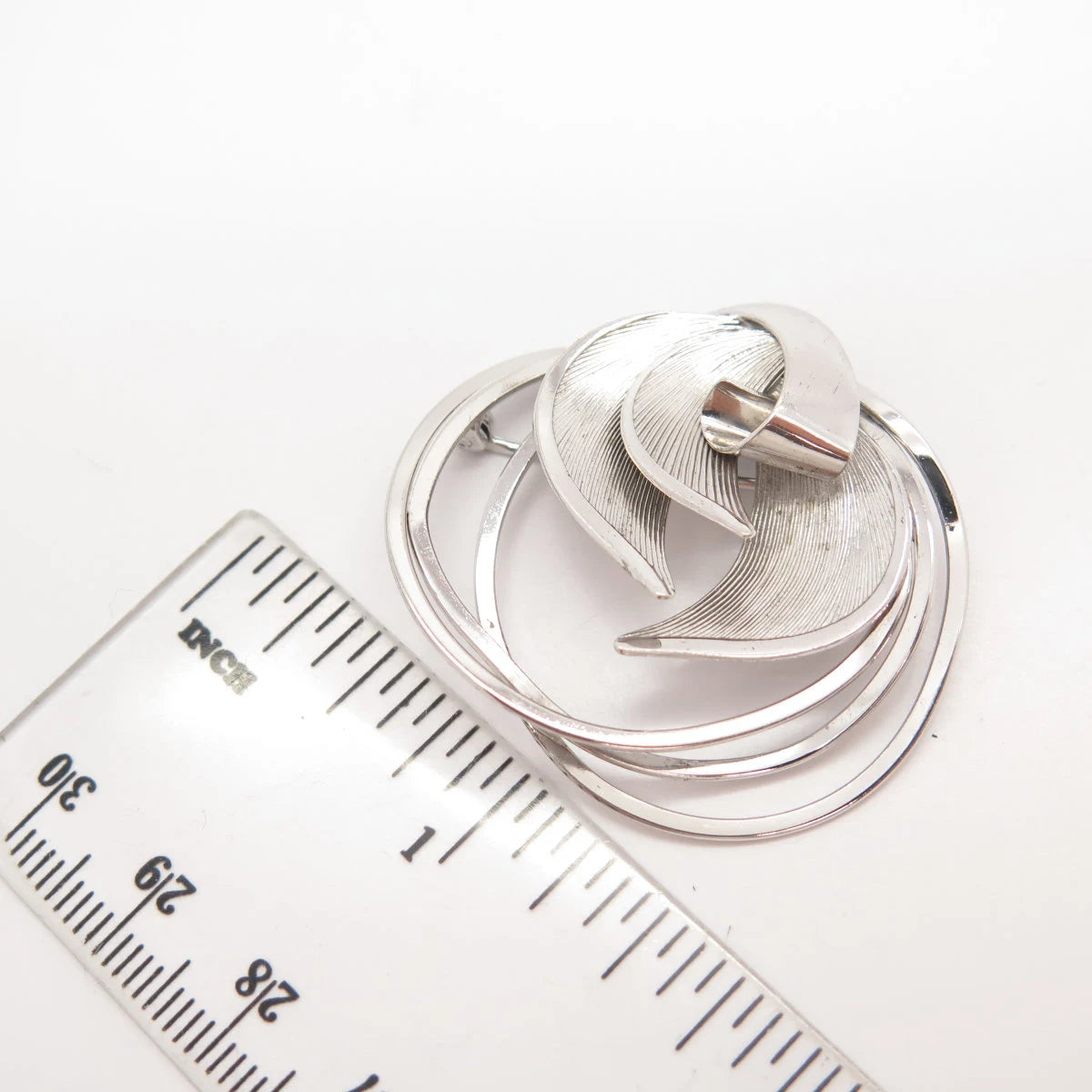 925 Sterling Silver Vintage Carl Art Leaf Striped Pin Brooch