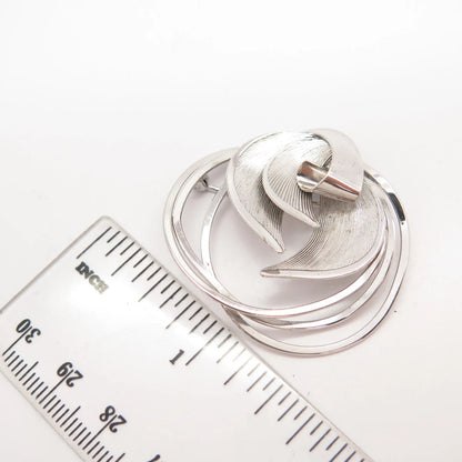 925 Sterling Silver Vintage Carl Art Leaf Striped Pin Brooch