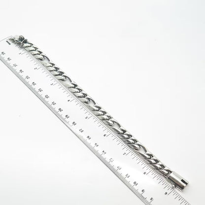 925 Sterling Silver Vintage Heavy Figaro Link Bracelet 8"