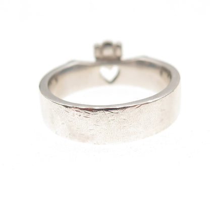 Solvar 925 Sterling Silver 14K Gold Vintage Dublin Irish Claddagh Ring Size 6