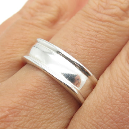 925 Sterling Silver Vintage Modernist Band Ring Size 10