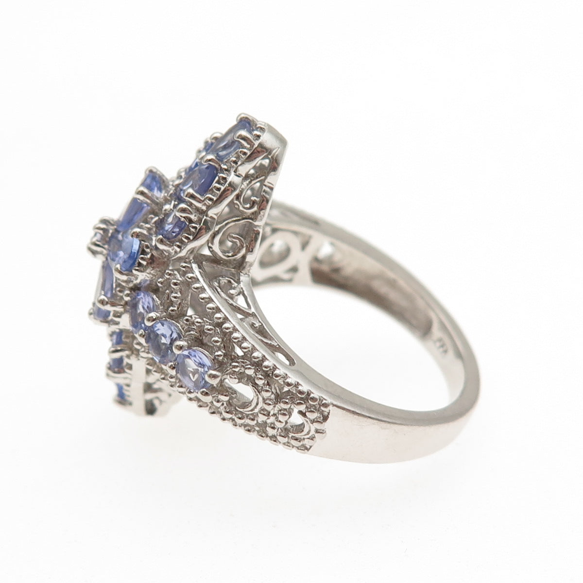 Chuck Clemency Sterling Silver Real Pear & Round-Cut Tanzanite Ring Size 8.25
