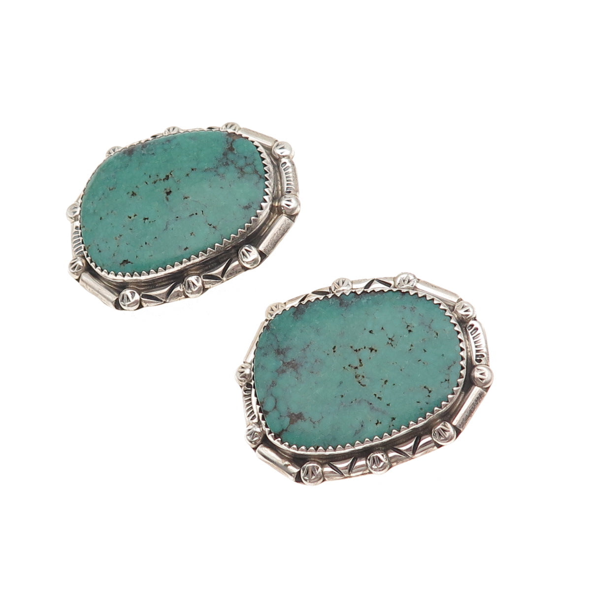 Patricia Platero Navajo Old Pawn 925 Sterling Vintage Turquoise Tribal Earrings