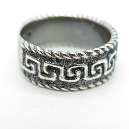 925 Sterling Silver Vintage Greek Maze Band Ring Size 6.5