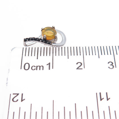 CHUCK CLEMENCY 925 Sterling Silver Real Opal & Spinel Minimalist Charm Pendant