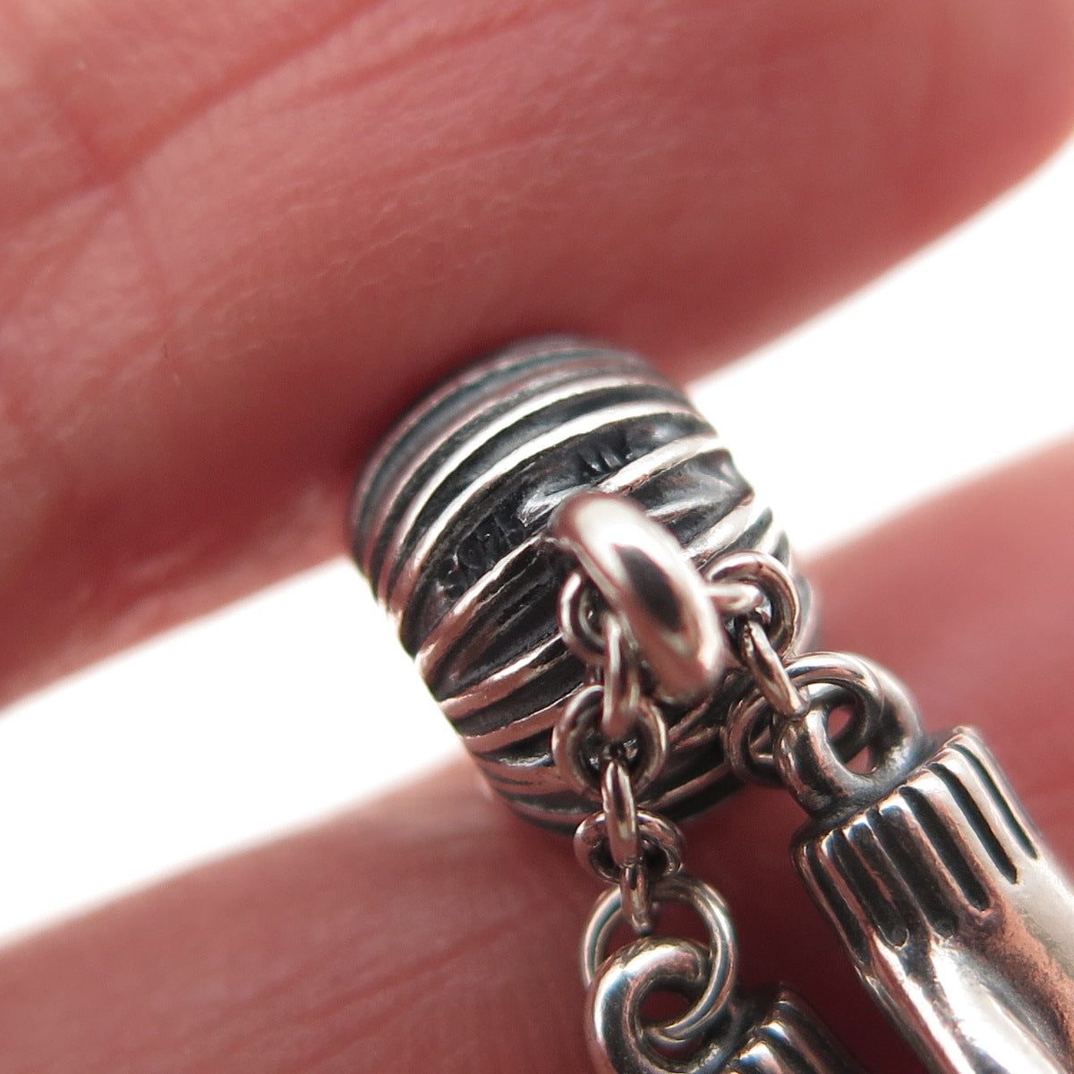 PANDORA 925 Sterling Silver Enamel Heart Winter Mittens Dangle Charm