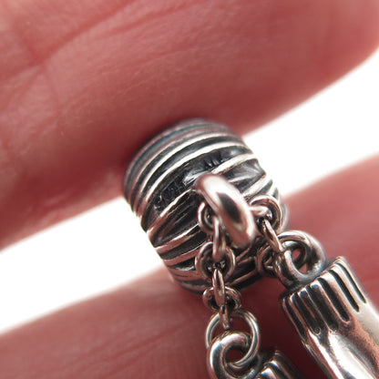 PANDORA 925 Sterling Silver Enamel Heart Winter Mittens Dangle Charm