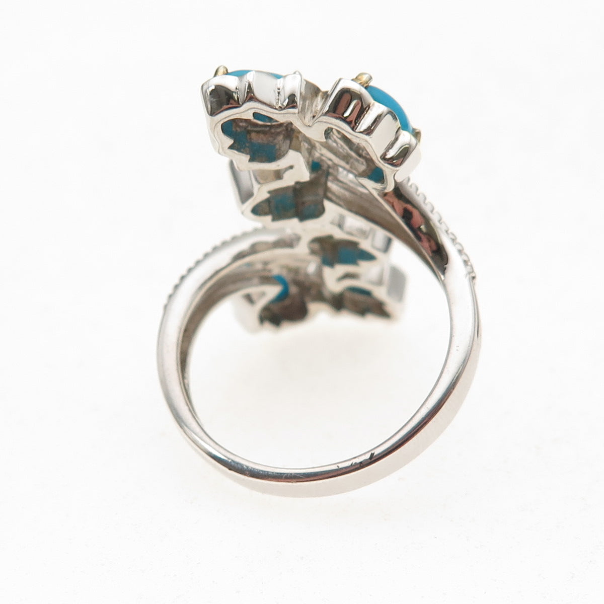 Chuck Clemency Sterling Silver 2-Tone Real Sleeping Beauty Turquoise Ring Size 8